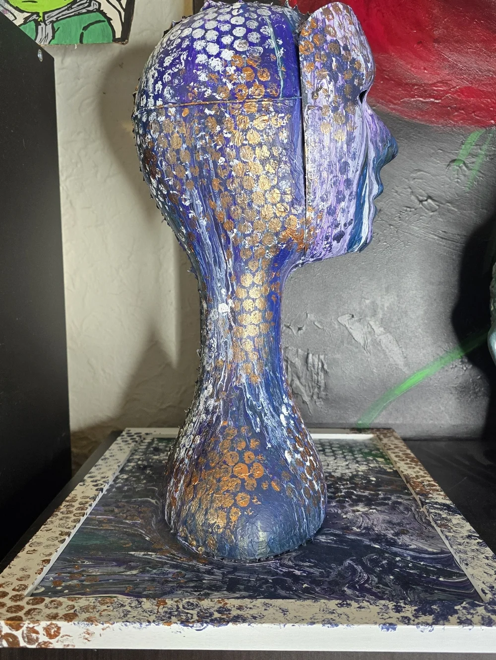 HANDCRAFTED Upcycled Installation Artwork HANDPAINTED Tabletop Art Decor 11